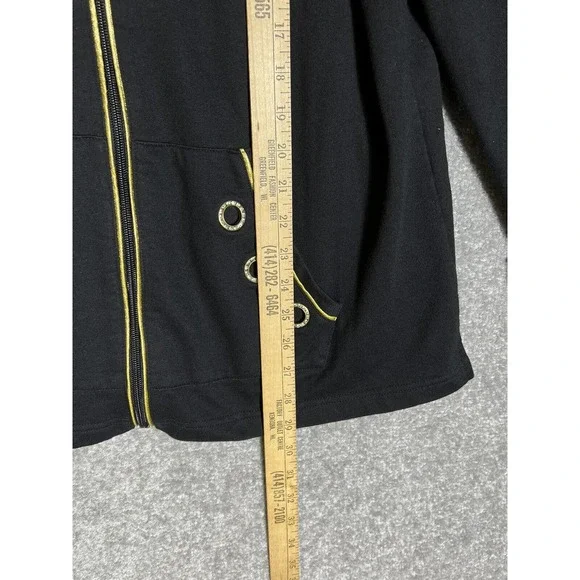 Quacker Factory Rhinestone Grommet Gold Trim Full Zip Jacket Women Large Pockets - Picture 15 of 15
